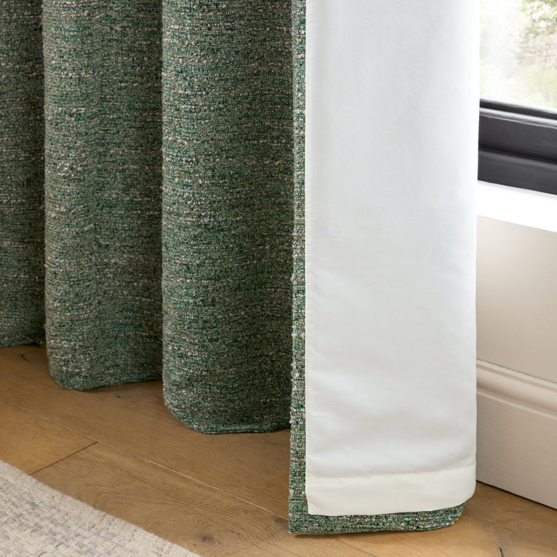 Semi Sheer Curtain Panel pair, Green, 90 x 90 Inch