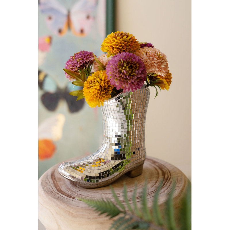  Ensemble de 2 vases en céramique et mosaïque à miroir