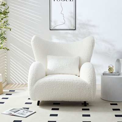 Style moderne de style crème, fauteuil d'appoint Boucle, canapé simple élégant en sherpa velu, fauteuil rembourré confortable pour la chambre du salon, beige