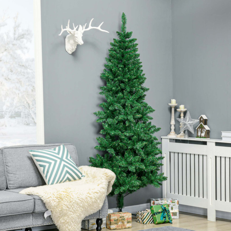 Demi-sapin de Noël artificiel 7 pi avec 52 branches, ouverture automatique, base en acier, vert