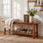 Upholstered Bench with Shelves