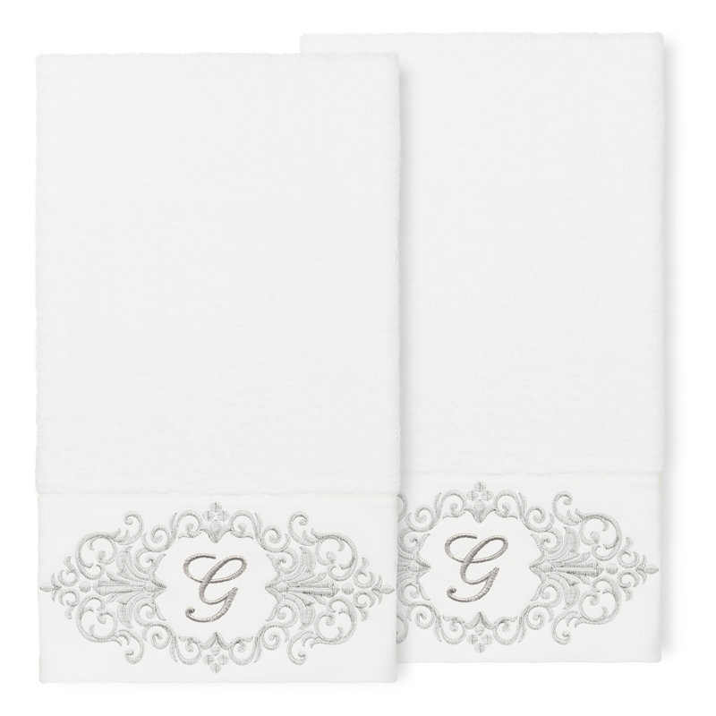 Ensemble de serviettes de bain 2 pièces en coton Monica, Blanc, G