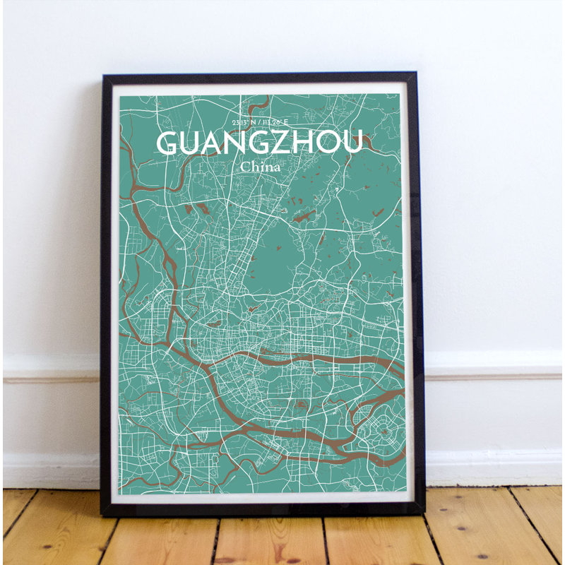 Guangzhou City Map - No Frame Print, 91.4cm H x 61cm W x 0.13cm D