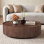 Table basse ronde en bois de noyer avec deux tiroirs de rangement, conception peu encombrante-129229008-134680501
