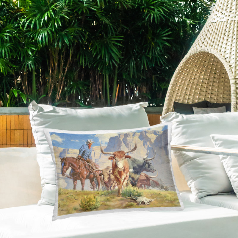 Coussin d'extérieur imprimé «Bétail» par Steve Hunziker