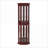 Cabinets | Lighted Curio Display Cabinet, Engineered Wood, Walnut Brown, Adjustable Tempered Glass Shelves, Mirrored Back | Traditional | MDF-1506976214