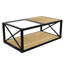 Table basse de style industriel en verre et bois pour l'ambiance de la chambre à coucher, petits objets fonctionnels avec demi-planche de bois, bureau, nettoyage à faible effort-1035832167