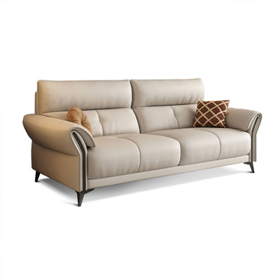 Beige Genuine Leather Standard Sofa cushion Loveseat