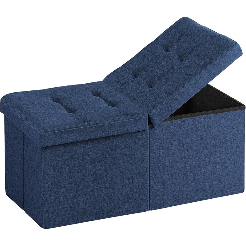 Repose-pieds de 30 po avec rangement, banc de rangement avec repose-pieds, banc de bout de lit, table basse pour le salon, la chambre à coucher et le vestibule (bleu)