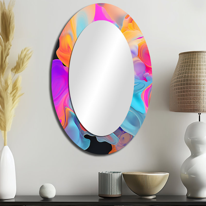 Miroir mural rose et bleu Fusion IV - Modern, H 36 po x l 24 po