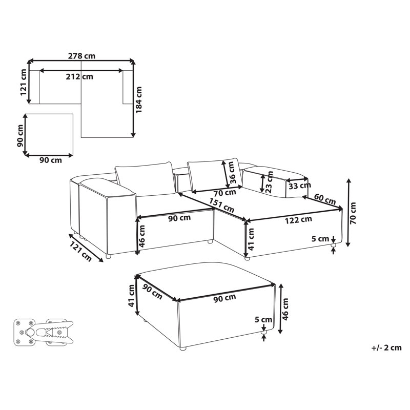 Sudarshan 3 Seater Corner Sofa , Right Hand Facing