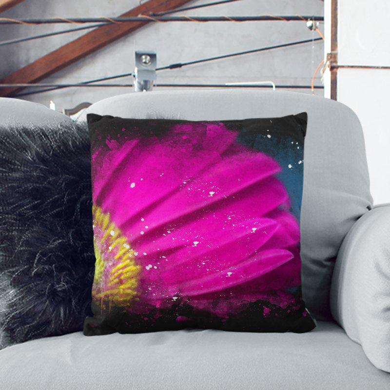 Bright Pink Gerbera Flower Cushion with Filling, 55cm H x 55cm W x 20cm D