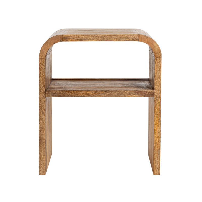 Clyde Modern Waterfall Edge Mango Wood End Table with Shelf, Brown