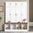 Hall Tree with 4 Hanging Hooks, Wood Grain Bench with Multiple Storage Space-1966525242