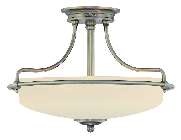 Rockwood Glass Semi Flush Mount, Antique Nickel Plated