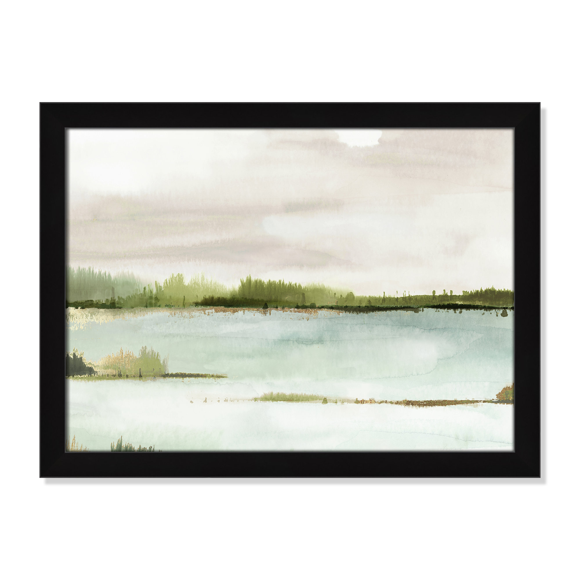 Silent Lake, 18" H x 24" W x 1.12" D, Black Framed
