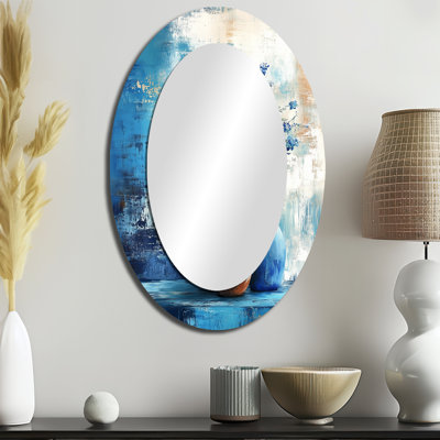 Miroir mural bleu et blanc Boho Pottery II - Blue Bohemian
