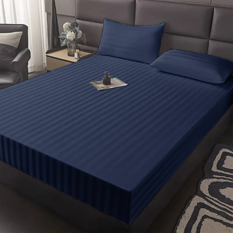 Microfiber Luxury 40cm Deep Fitted Sheet, Navy, Kingsize (5')