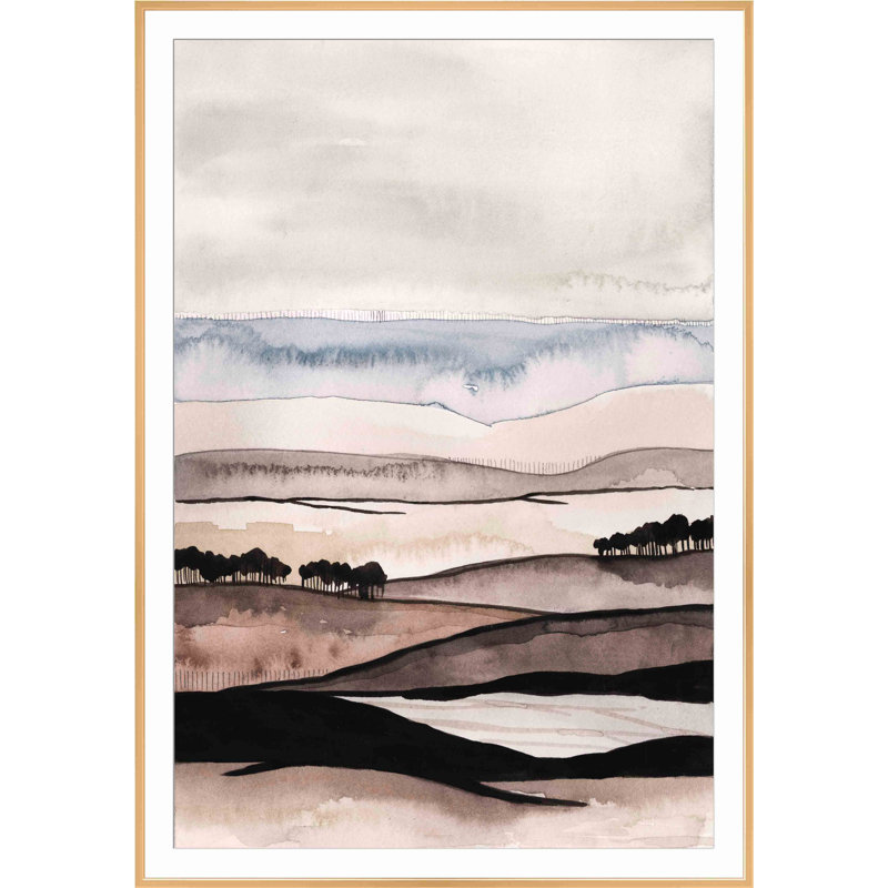«Strata I» par Grace Popp - peinture encadrée, Or antique, H 52,09 po x l 36,09 po x P 1,1 po