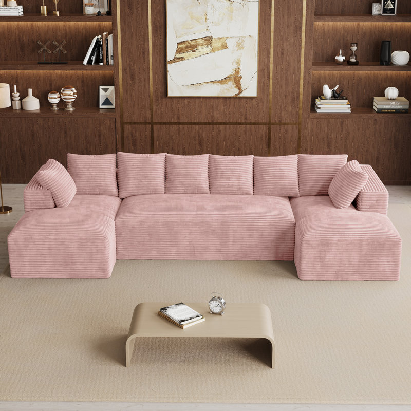 Canapé d'angle surdimensionné sans ossature et à compression de 131 pouces avec coussins, En form de U, Symétrique