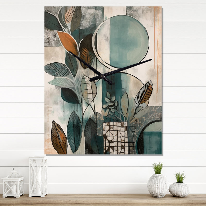 Horloge murale orange et verte Bohemia I - Boho, H 32 po x l 24 po x P 1 po