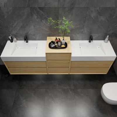 Meuble-lavabo mural double 104 po Albizu