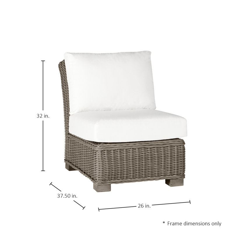 Rustic Woven Sectional Slipper Chair, Welt, Linen Forest, Oyster