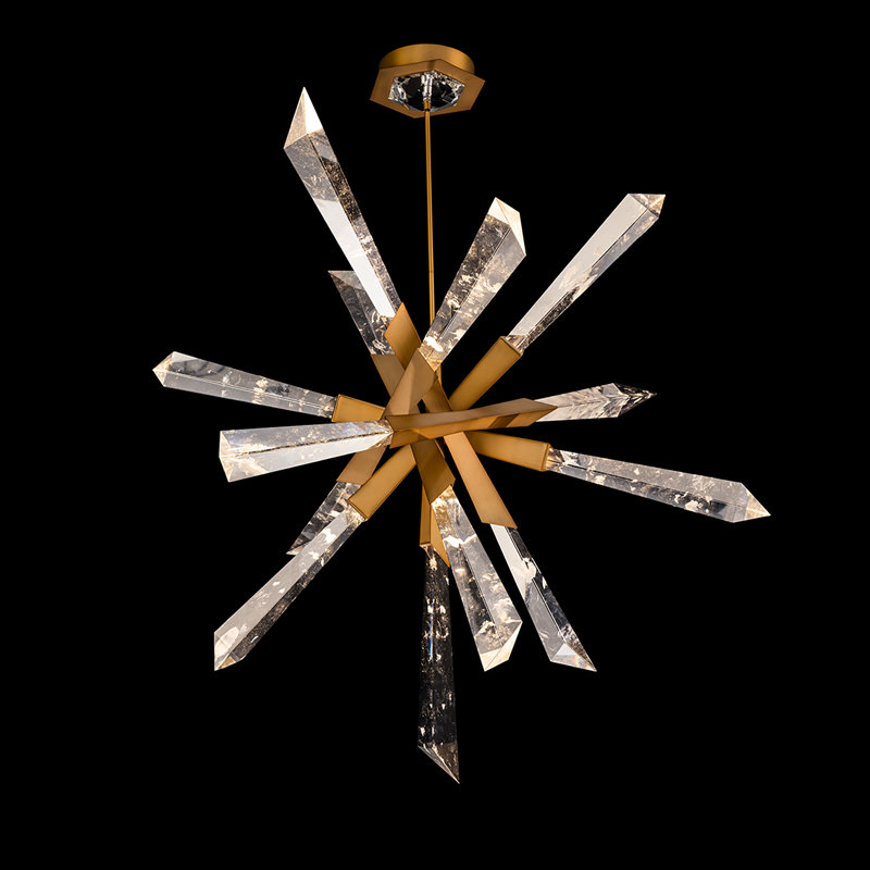 Solitude 12 Light Crystal LED Chandelier, Aged Brass