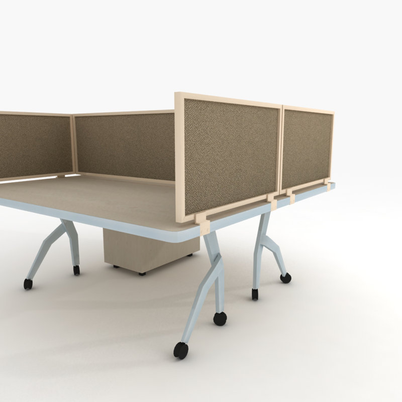 Panneau d'intimité acoustique fixé au bureau, Ardoise, Aluminium, H 18 po x l 48 po x P 0,63 po