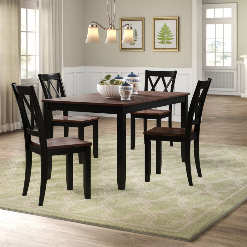 Ensemble repas pour 4 personnes Foxx, Brun cerisier / noir, Noir/cerise