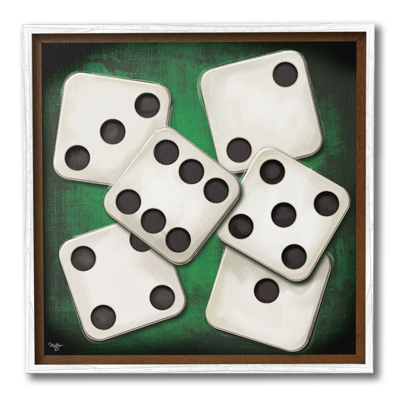 «Dice on Casino Table», estampe numérique par Molly B., Giclée encadrée blanc bord de mer, H 12 po x l 12 po