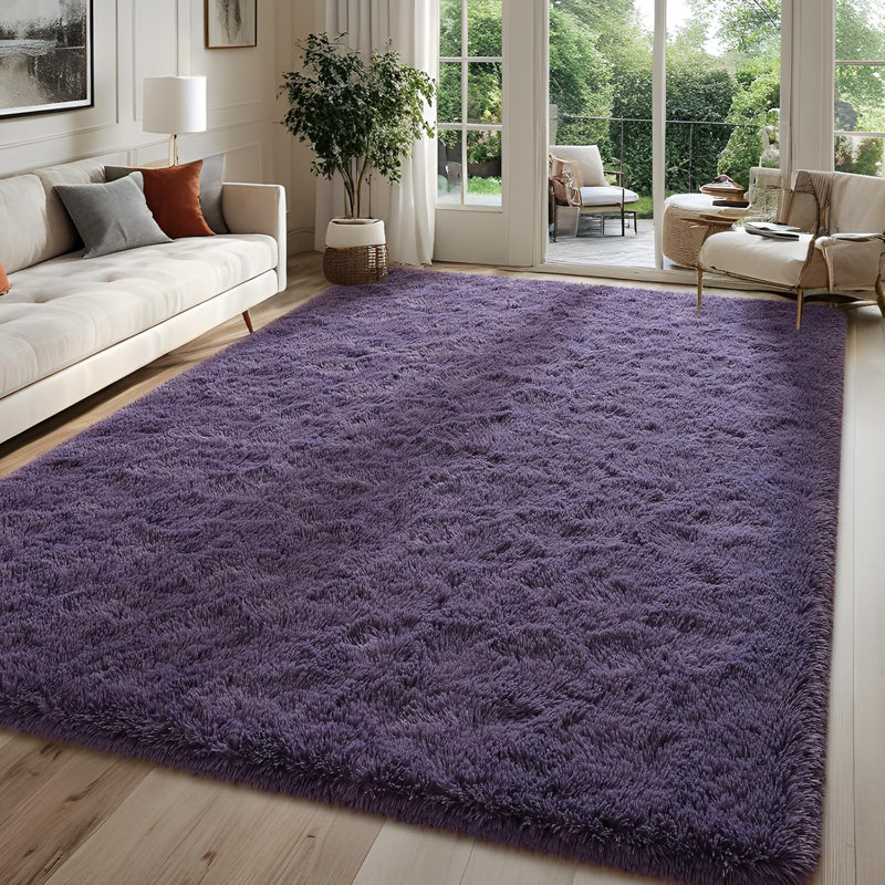 Tapis à poil long Shahen, Rectangulaire 3 pi x 5 pi, Mauve