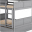 Lit double superposé double avec lit gigogne simple, pieds en pin massif et conception polyvalente pour un espace de couchage supplémentaire-320310957