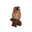 Statue hibou sur souches fauve