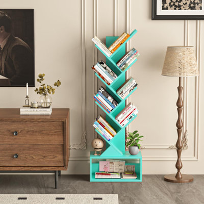 Bibliothèque à 9 étages pour arbre, bibliothèque pour espace restreint, étagère de rangement pour livres, bibliothèque de rangement pour bureau à domicile, salon, chambre à coucher
