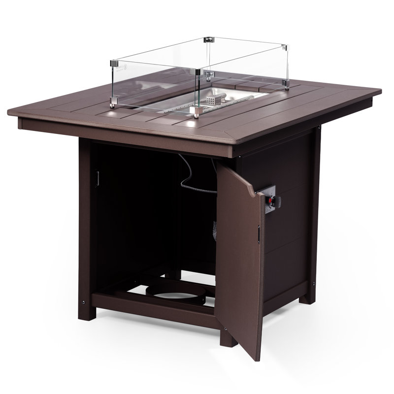 Table de foyer d'extérieur rectangulaire de 34 po x 46 po, 37.75" H x 46" W x 35" D, Dark Brown