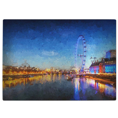 Tempered Glass The London Eye and Thames River in Abstract Chopping Board