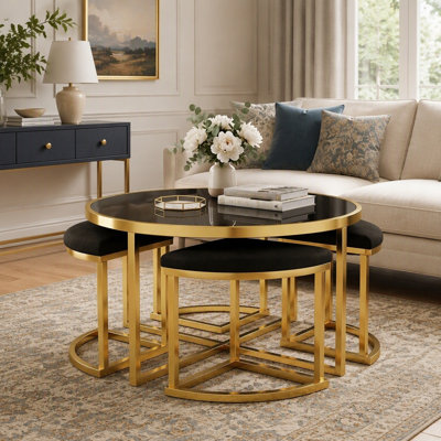 Tempered Glass Top Nesting Coffee Table
