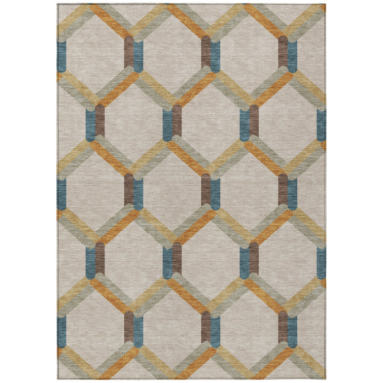 Machine Washable Indoor/Outdoor Skiljo ACN2343 Lattice Rug