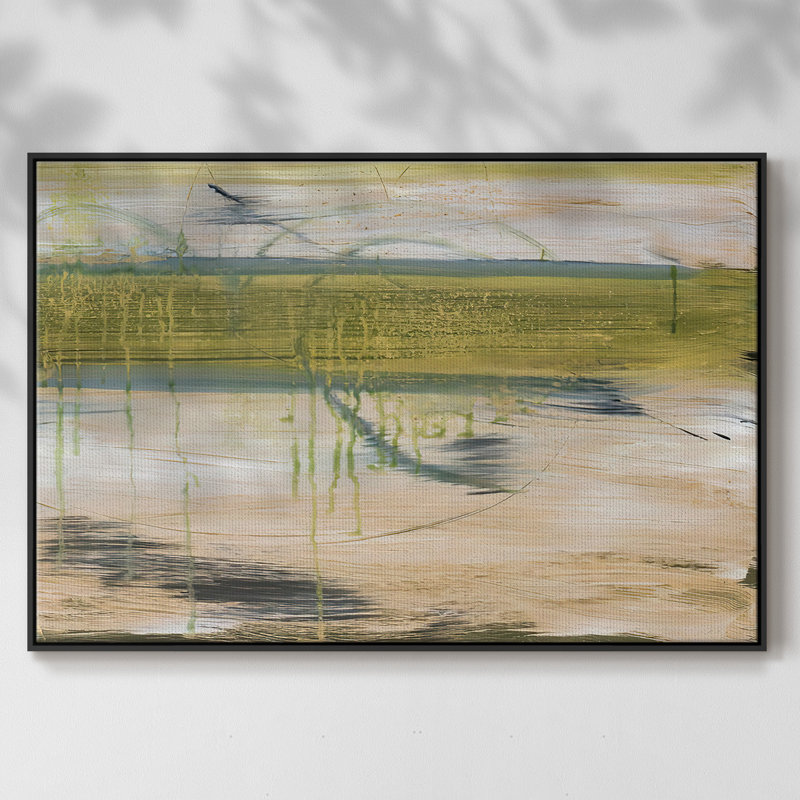 Réflexions aquatiques I, Pas de tapis, Toile avec cadre flottant noir, H 17 po x l 25 po x P 2 po