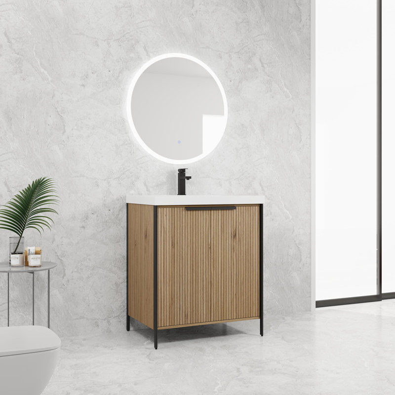 Meuble-lavabo autoportant avec lavabo en résine