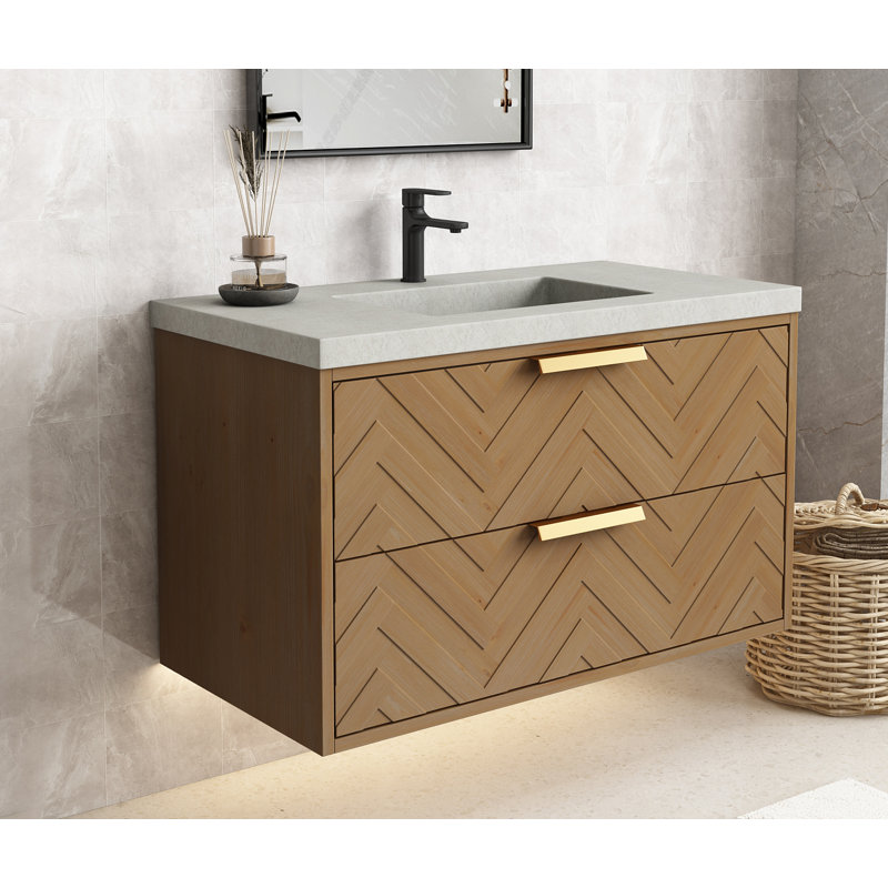 Maxbano Floating 36" Bathroom Vanity With Cement Single Sink
