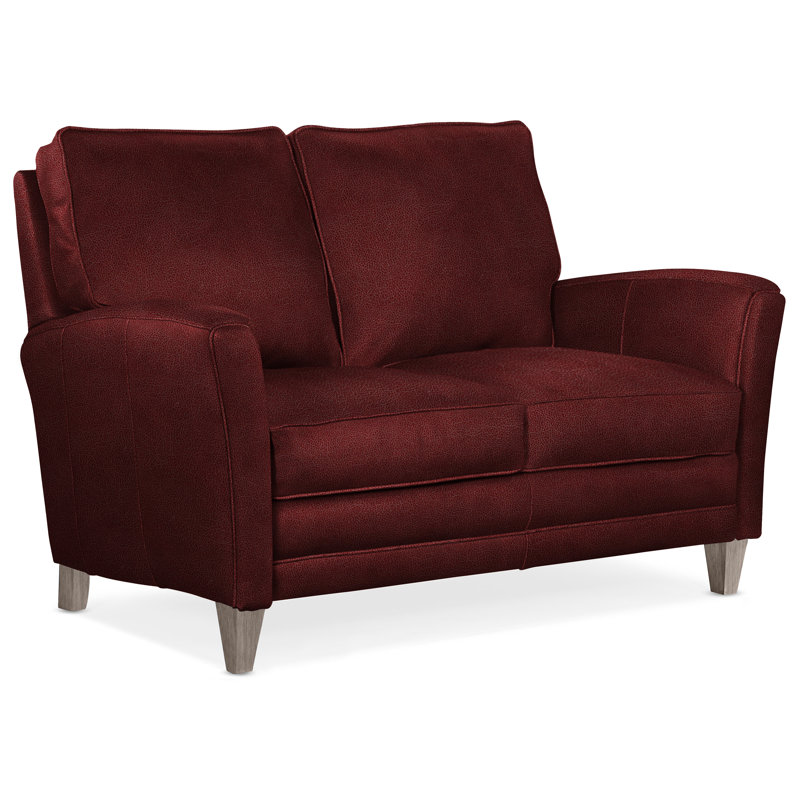 Zion Loveseat, Stone, Aline Light Gray Stonewash Genuine Leather