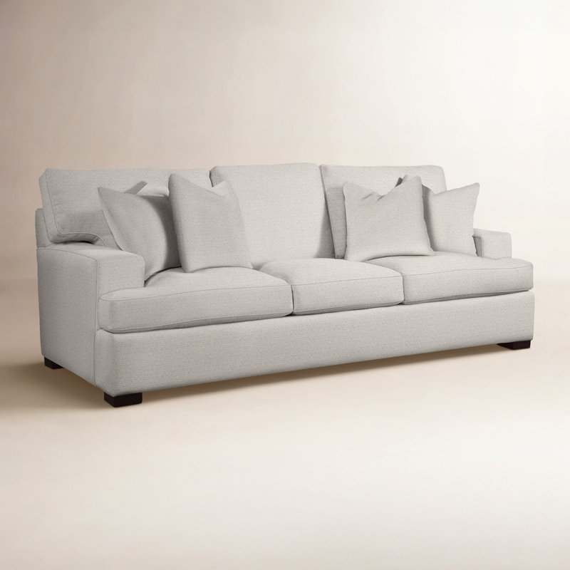 Cambria 97'' Upholstered Sofa, Havana Finish, White Textured Performance; 0865-91