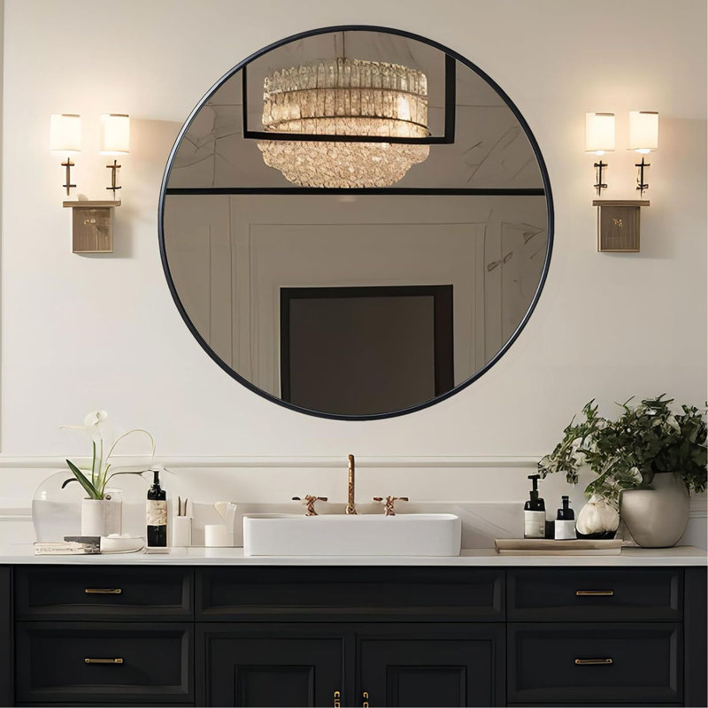 Miroir de salle de bain 39 po., Noir