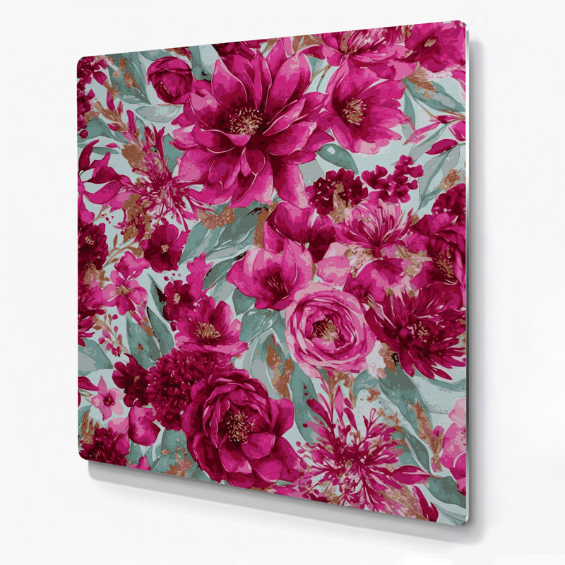 Aquarelle florale 39, art mural en métal mauve
