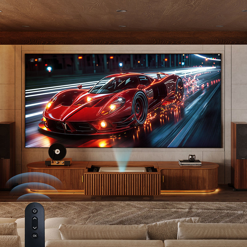 Armoire pour projecteur 118 "Smart UST 118" noyer PT8138 - Support très grand de qualité supérieure avec plateforme rétractable et caractéristiques intelligentes
