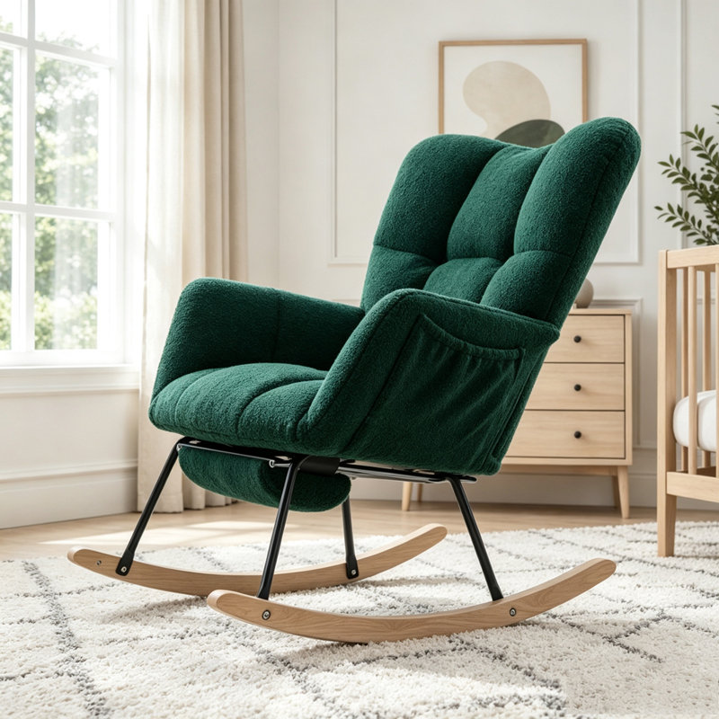 Chaise berçante Teddy, Green-Footstool