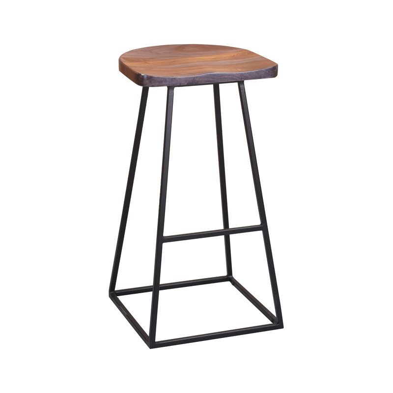 Tabouret de bar 17 po en bois massif 17 étages Evis, blanc, Tabouret de bar (siège d'une hauteur de 30 po), Gris
