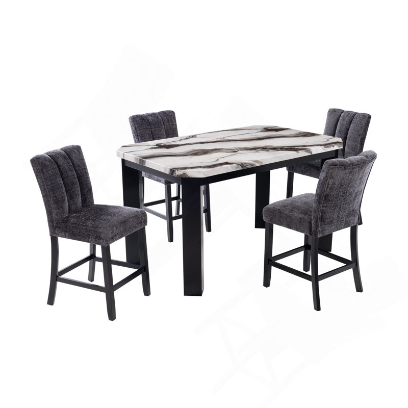 Dark Gray Bar Table And Bar Stool Set